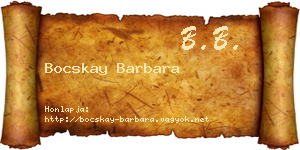 Bocskay Barbara névjegykártya